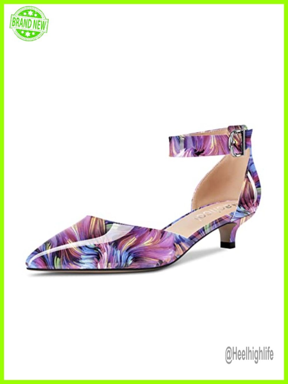 Women Kitten Heel Ankle Strap Sandals Pointed Toe Dress Party Wedding Shoes 1.5